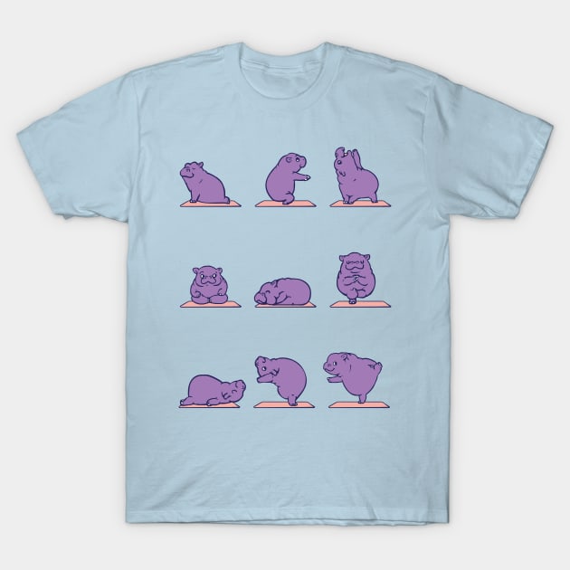 Baby Hippo Yoga T-Shirt by huebucket